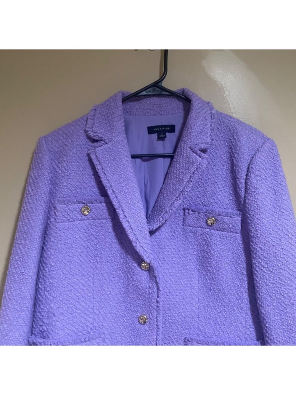 Ann Taylor  Tweed Jacket Lily Lavender - Picture 2 of 8